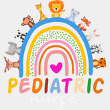 Pediatric Nurse, Rainbow & Animals - Pediatric Nurse DTF Transfers ready2transfer Light Color Design (See Imaging)