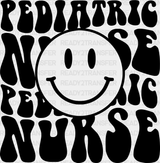 Pediatric Nurse Smiley Design - Dtf Transfers Adult Unisex S & M (10’’) / Black