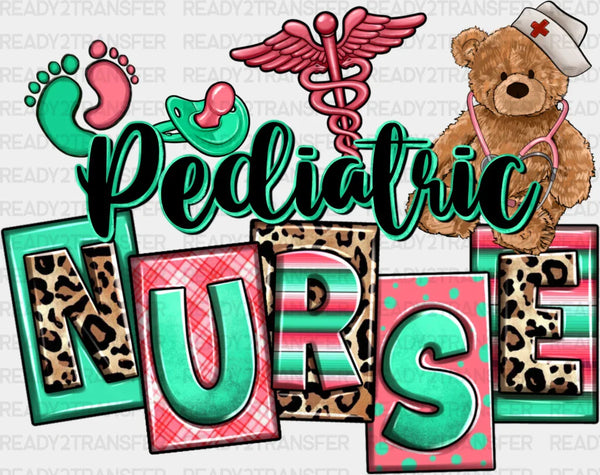 Pediatric Nurse Teddy Bear Design  - Pediatric Nurse DTF Transfers