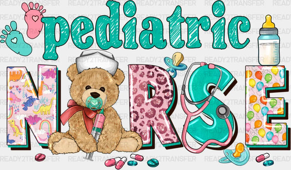 Pediatric Nurse Teddy Bear Pacifier Design - Pediatric Nurse DTF Transfers