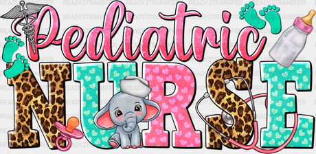 Pediatric Nurse Tiny Elephant Design - Dtf Transfers