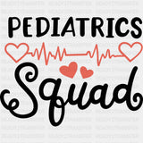 Pediatrics Squad, Orange ECG Line - Pediatric Nurse DTF Transfers ready2transfer Dark Color Design (See Imaging)
