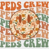 Peds Crew, Flower Pattern Smiley - Pediatric Nurse DTF Transfers ready2transfer