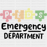 Peds Emergency Department - Pediatric Nurse DTF Transfers ready2transfer Dark Color Design (See Imaging)