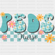 Peds Nurse, Blue, White Daisies - Pediatric Nurse DTF Transfers ready2transfer Dark Color Design (See Imaging)