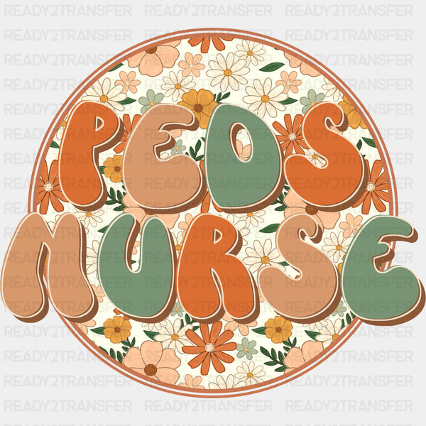 Peds Nurse, Circular Retro - Pediatric Nurse DTF Transfers