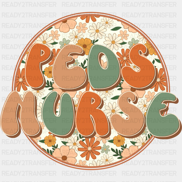 Peds Nurse, Circular Retro - Pediatric Nurse DTF Transfers ready2transfer