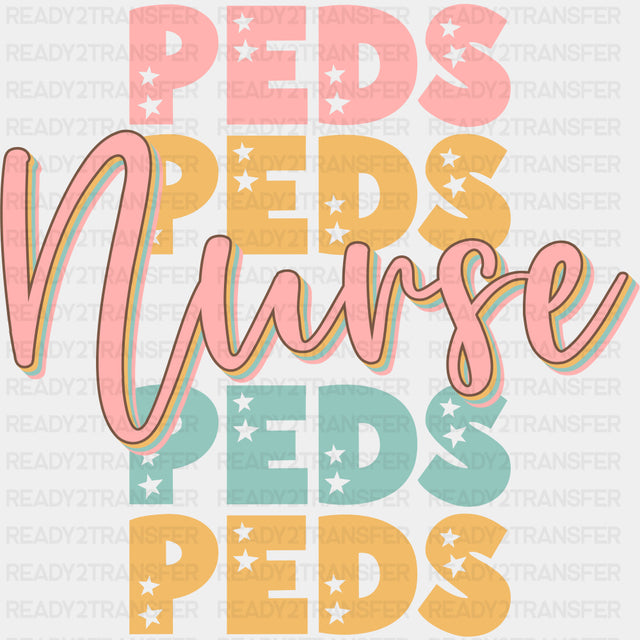 Peds Nurse, Star Pattern - Pediatric Nurse DTF Transfers ready2transfer