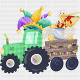Pelican In A Tractor - Mardi Gras DTF Transfers ready2transfer Dark Color Design (See Imaging)