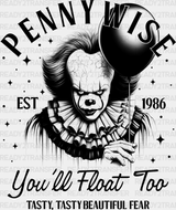 Pennywise You’ll Float Too - Halloween Iron On Dtf Transfer Adult Unisex S & M (10’’) / Dark