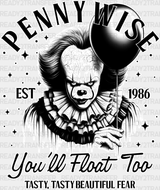 Pennywise You’ll Float Too - Halloween Iron On Dtf Transfer Adult Unisex S & M (10’’) / Light