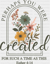 Perhaps You Were Created For Such A Time As This - Christianity DTF Transfer Adult Unisex - S & M (10’’) / Dark Color
