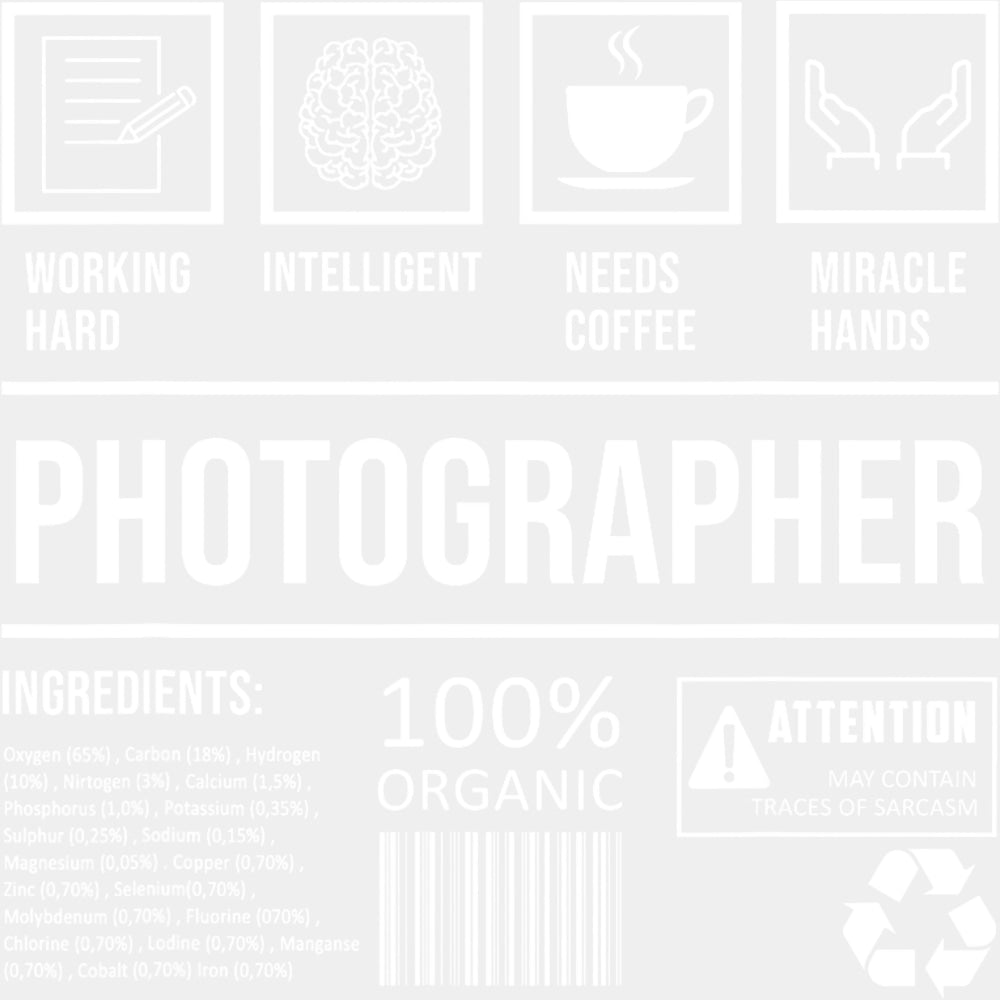 Photographer Ingredients B&W - Photography DTF Transfers ready2transfer Light Color Design (See Imaging)