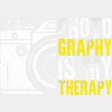 Photographyy Is My Therapy, B&W Yellow - Photography DTF Transfers ready2transfer Light Color Design (See Imaging)