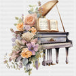 Piano & Colorful Flowers - Music DTF Transfers ready2transfer