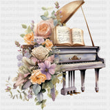 Piano & Colorful Flowers - Music DTF Transfers ready2transfer