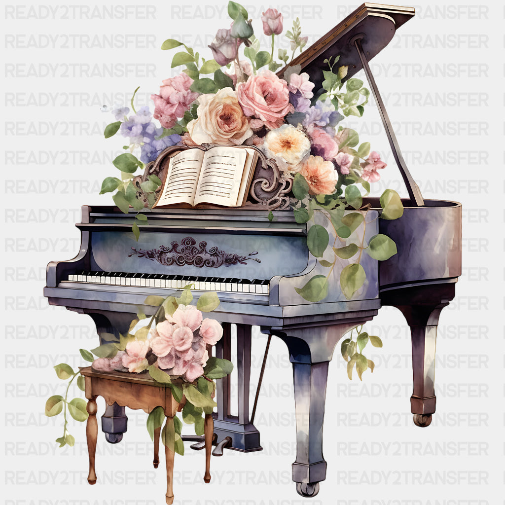 Piano & Flowers - Music DTF Transfers ready2transfer