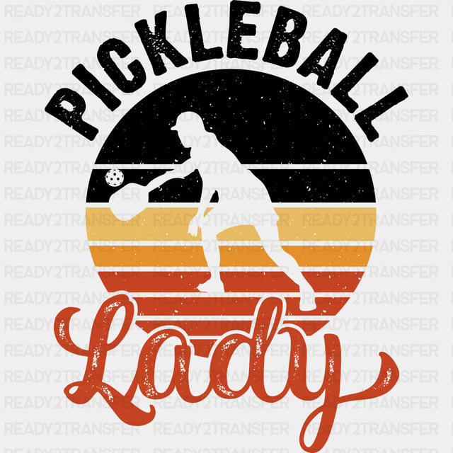Pickleball Lady, Circle - Pickleball DTF Transfers ready2transfer Dark Color Design (See Imaging)