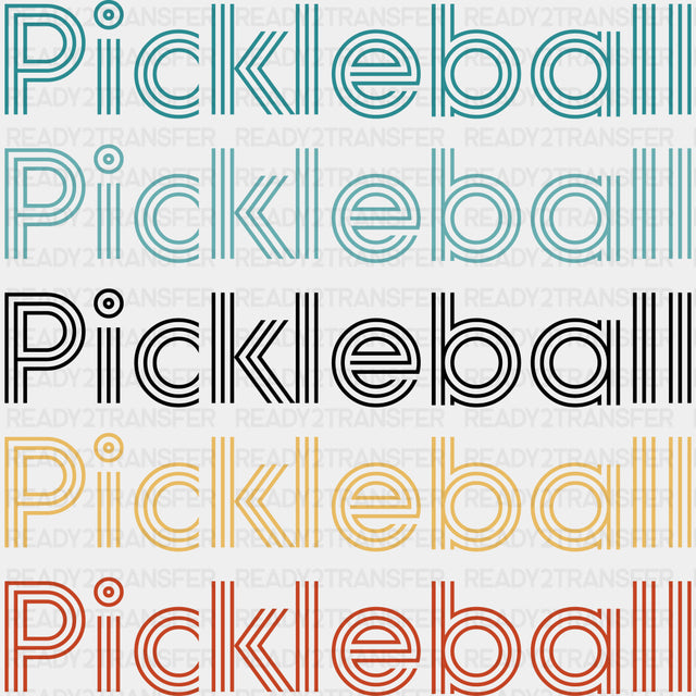 Pickleball, Stripes Font - Pickleball DTF Transfers ready2transfer Dark Color Design (See Imaging)