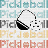 Pickleball, Stripes Font, Paddle & Ball - Pickleball DTF Transfers ready2transfer Dark Color Design (See Imaging)