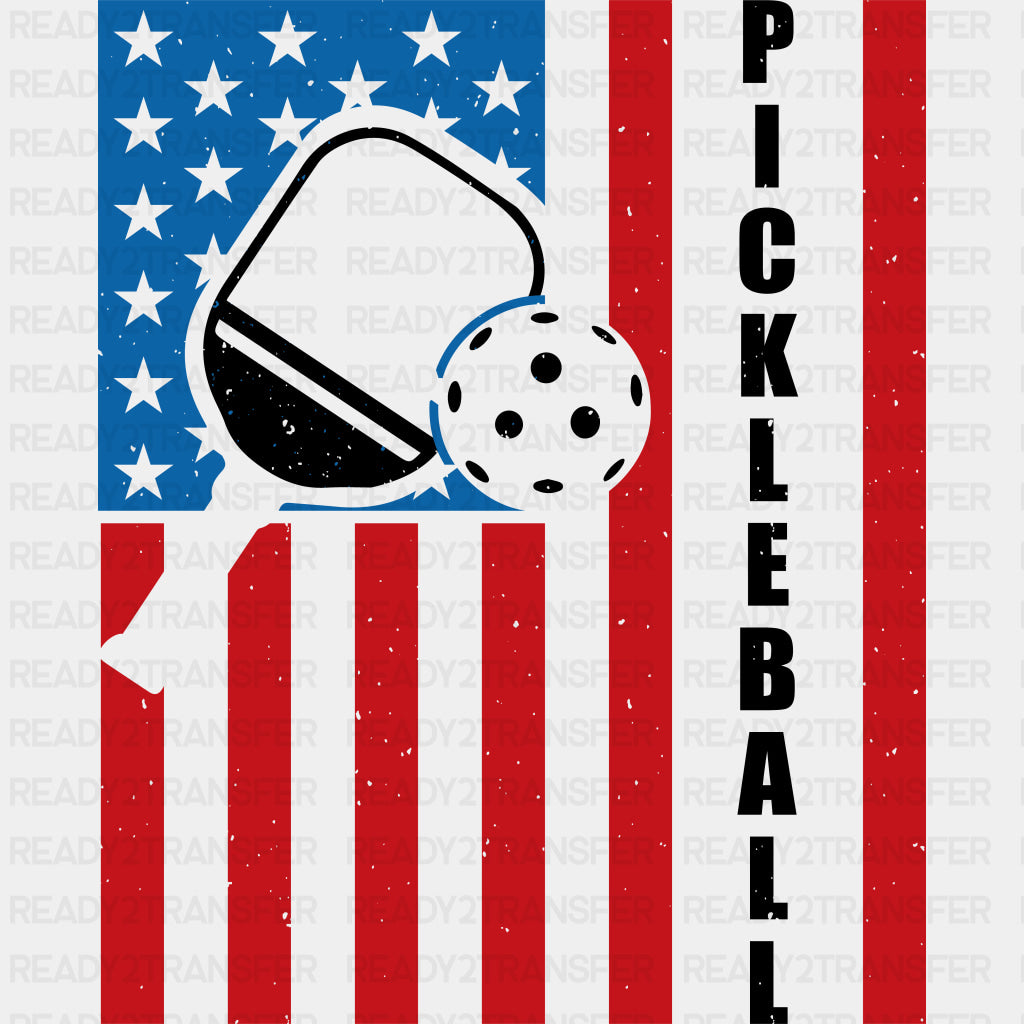 Pickleball USA Flag Red & Blue - Pickleball DTF Transfers ready2transfer Dark Color Design (See Imaging)