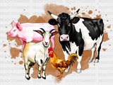Pig Goat Chicken Cow Dtf Transfer