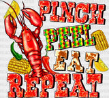 Pinch Peel Eat Repeat Crawfish - Dtf Transfer Adult Unisex S & M (10’’) / Dark Color Design