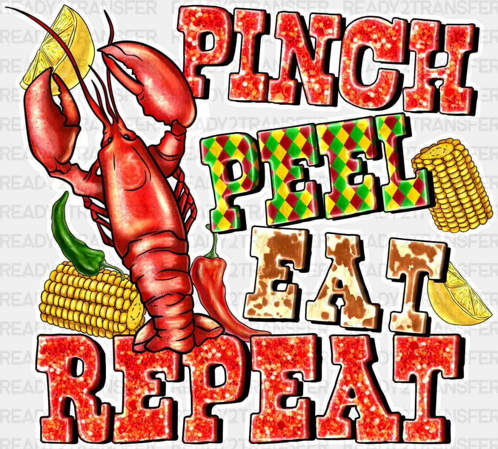 Pinch Peel Eat Repeat Crawfish - Dtf Transfer Adult Unisex S & M (10’’) / Light Color Design