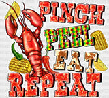 Pinch Peel Eat Repeat Crawfish - Dtf Transfer Adult Unisex S & M (10’’) / Light Color Design