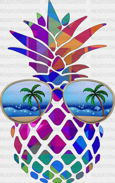 Pineapple Sunglasses Summer Dtf Transfer Adult Unisex - S & M (10’) / Black