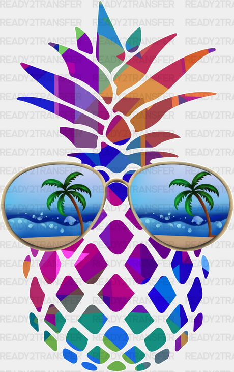 Pineapple Sunglasses Summer Dtf Transfer Adult Unisex - S & M (10’) / White