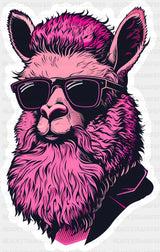 Pink Bearded Llama - Minimal UV Sticker Permanent UV DTF Decal