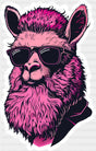 Pink Bearded Llama - Minimal UV Sticker Permanent UV DTF Decal