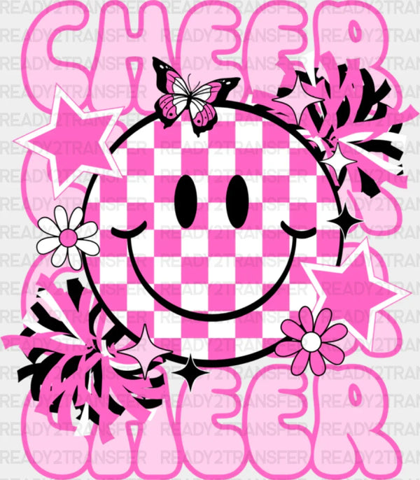 Pink Cheerleader Smiley Design - Cheerleader DTF Heat Transfer