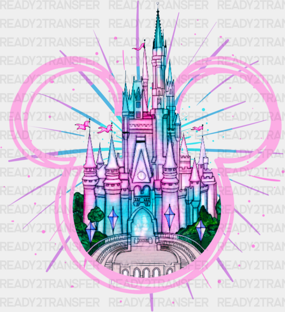 Pink Disneyland Mickey Head Disney Dtf Transfer