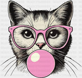 Pink Glasses & Gum - Cats DTF Transfer