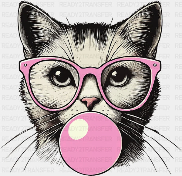 Pink Glasses & Gum - Cats DTF Transfer