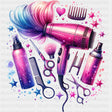 Pink Hair Dryer - Hair Stylist DTF Transfers ready2transfer