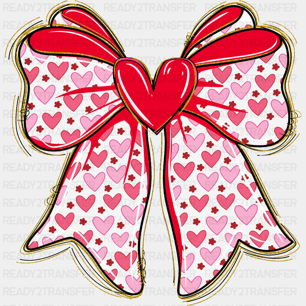 Pink Hearts Ribbon - Valentine's Day DTF Transfers ready2transfer