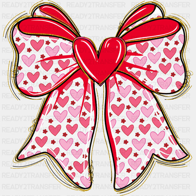 Pink Hearts Ribbon - Valentine's Day DTF Transfers ready2transfer