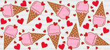 Pink Ice Cream - Valentine's Day Cup Wrap UV Sticker Permanent UV DTF Decal ready2transfer