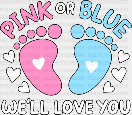 Pink Or Blue - Gender Reveal Dtf Heat Transfer Adult Unisex S & M (10’’) / Dark Color Design