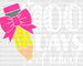 Pink Pencil 100 Days Of School DTF Transfer ready2transfer White