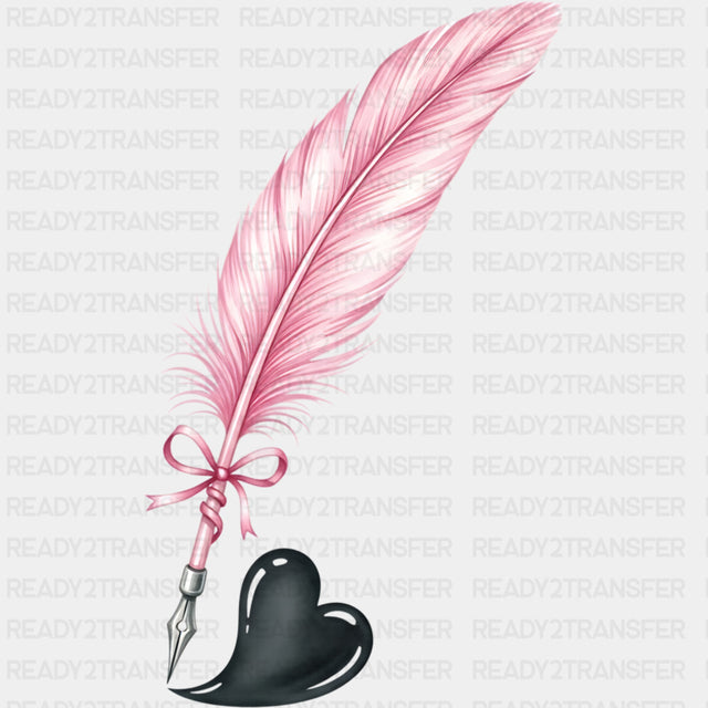 Pink Quill - Writing DTF Transfers ready2transfer Dark Color Design (See Imaging)