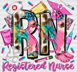 Pink Registered Nurse Doodles Design - Dtf Transfers