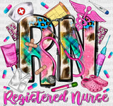 Pink Registered Nurse Doodles Design - Dtf Transfers