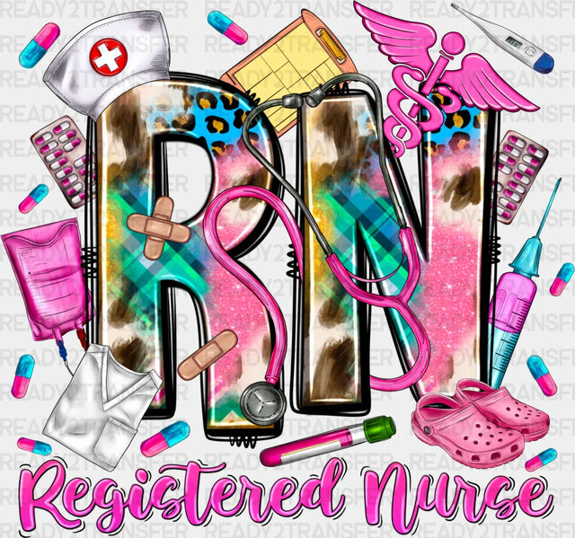 Pink Registered Nurse Doodles Design - Dtf Transfers