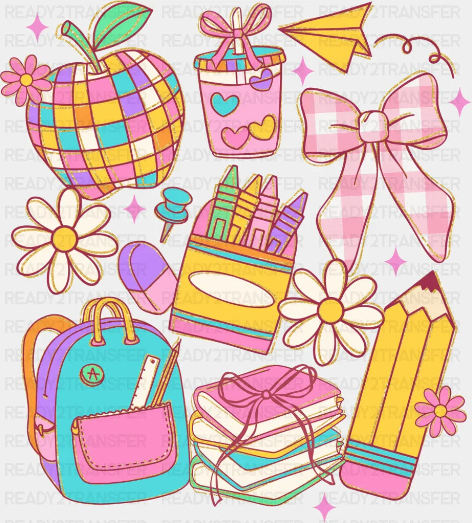 Pink School Items - Back To School DTF Transfer ready2transfer