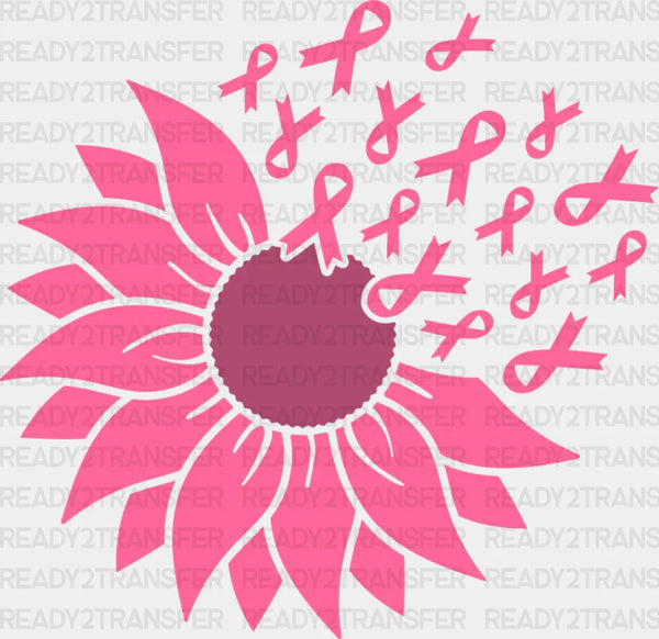 Pink Sunflower Ribbons - Cancer DTF Transfer