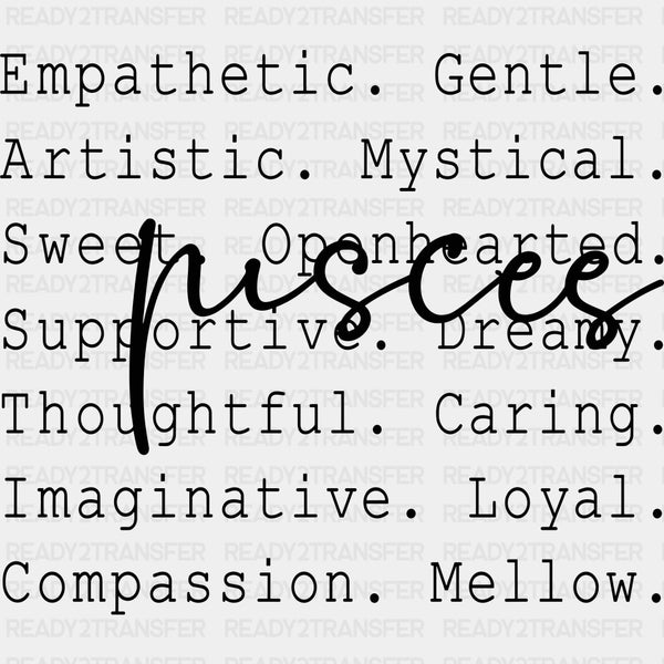 Pisces B&W - Zodiacs & Horoscopes DTF Transfers